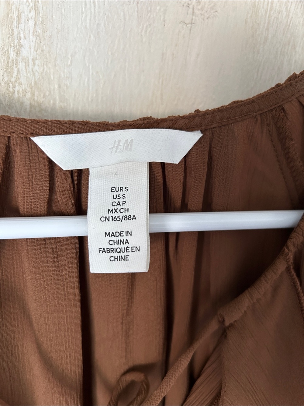 H&M Brown Ruffle Tie-Neck Blouse - Picture 2 of 8
